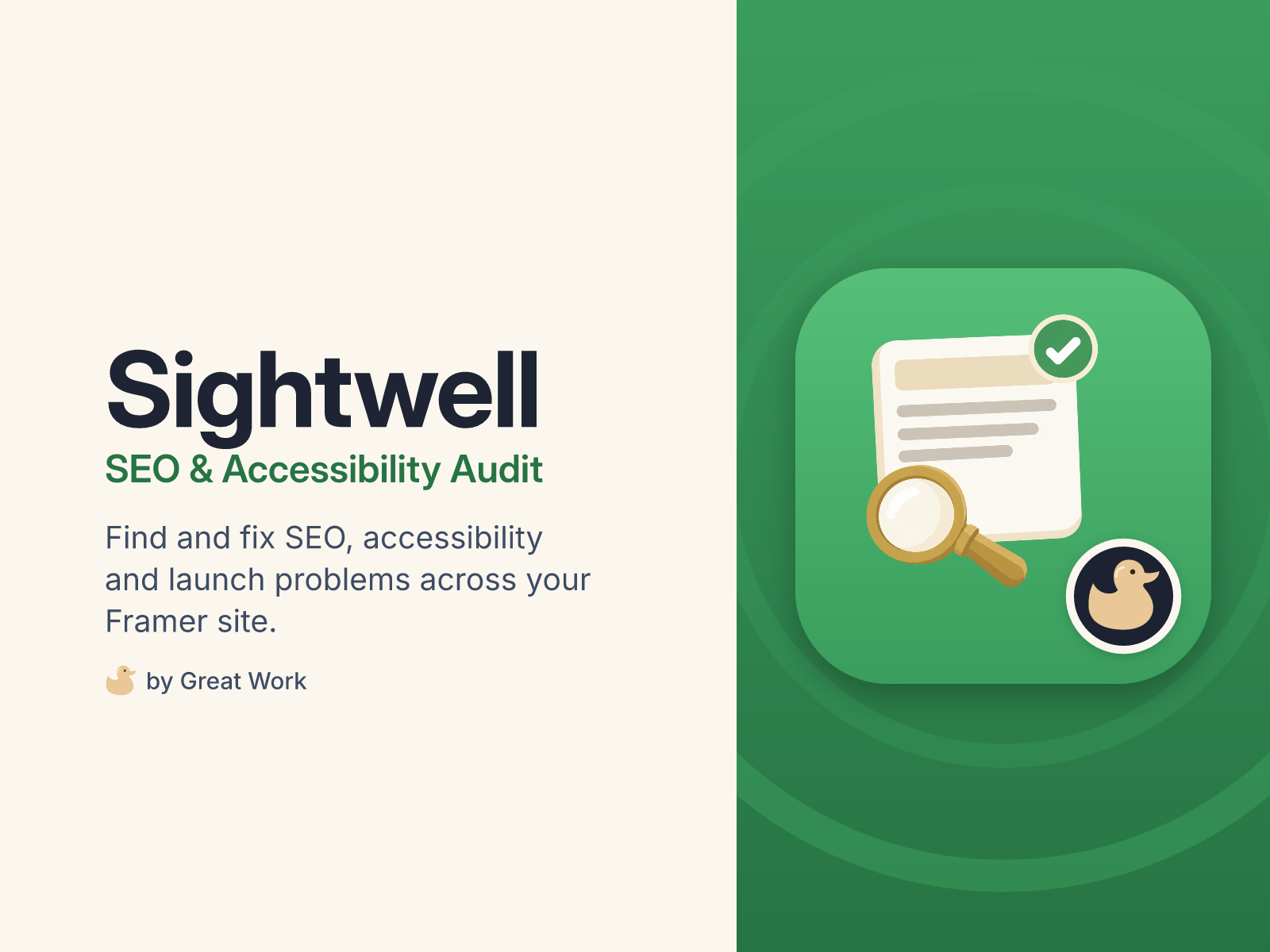 Sightwell: SEO and accessibility audit for Framer